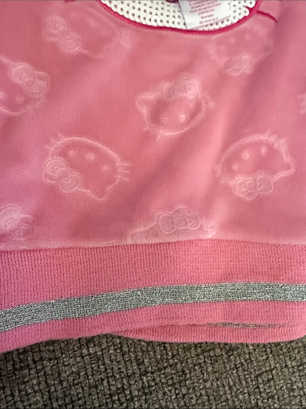 Hello Kitty Pink Velour Two-Piece Super Soft Set with Ruffle Shoulders